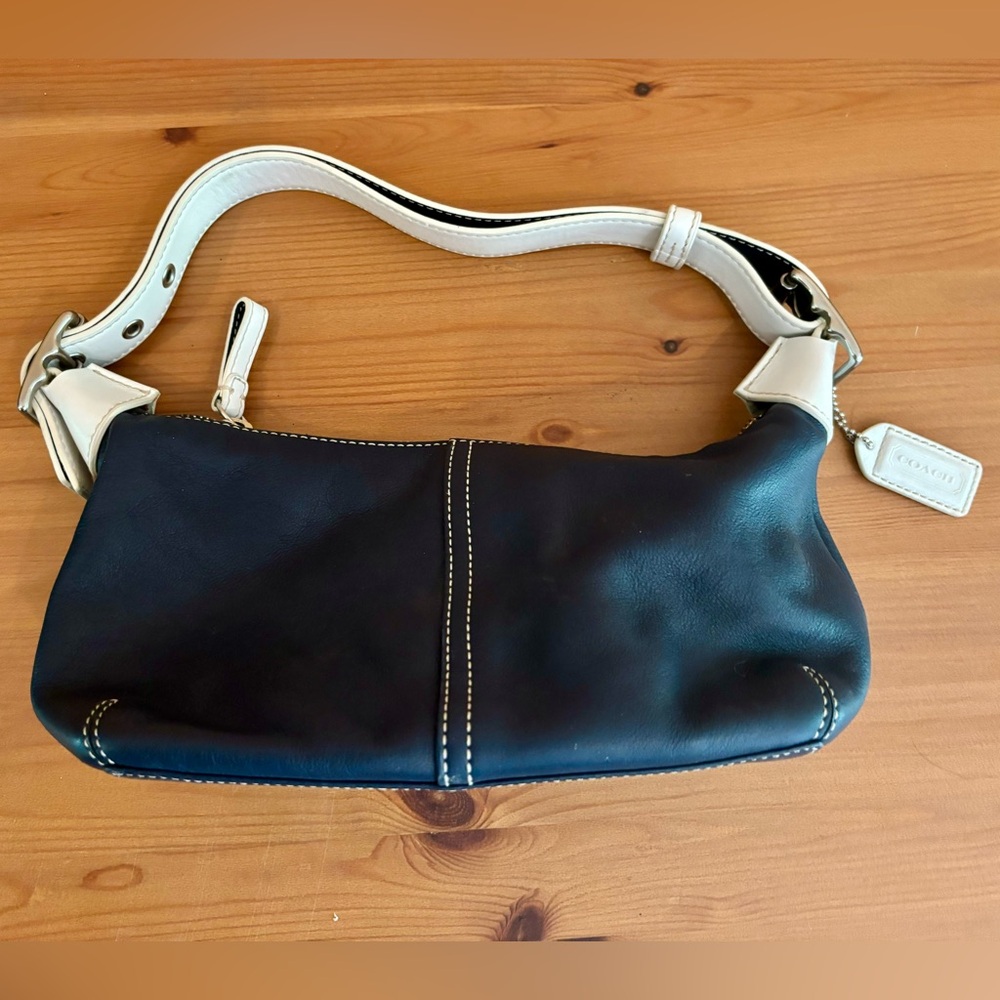 Navy and white leather Coach purse